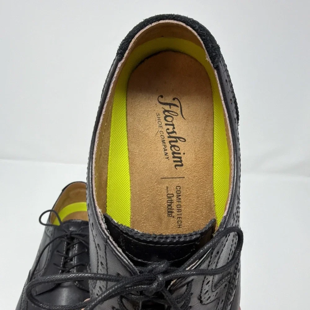 Florsheim Midtown Size 9.5 M Wingtip Oxford Men's Black Leather Shoes Comfortech